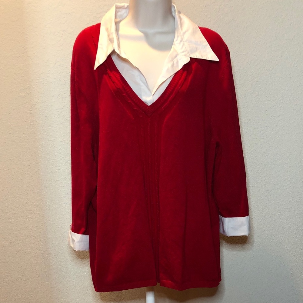 Notations - Red & White Shirt/Sweater Combo